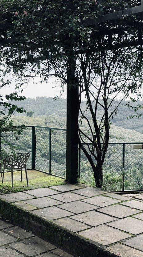 Pergola-shaded terrace off the Valley View Bedroom